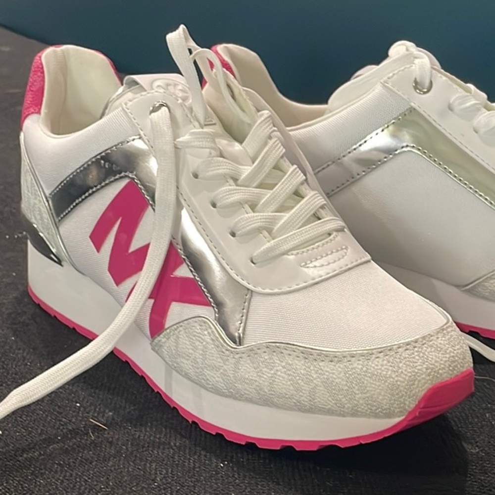 Michael Kors White and Pink Sneakers Retro-Inspired Design